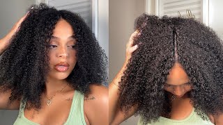 No Leave Out! No Lace! I Part Curly Wig Easy Install | Ilikehair