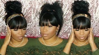 How To: Faux Bang Hair Tutorial Messy High Bun/Ponytail | Omgqueen