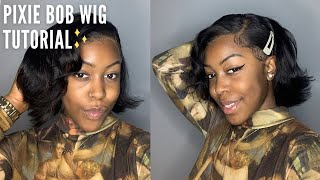 Side Part Pixie Bob Wig Tutorial | Wig Install Tutorial | Beautyxpaige