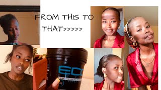 Slick 4C Hair Using Only Eco Styler Gel | Easy Low Bun Protective Style | Jeniffer Mulwa #Roadto300