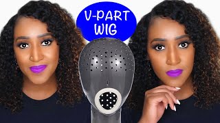 Fall Ready Curly Highlighted V-Part Wig + Testing New Product !! @Amazon  Msebonyvee.