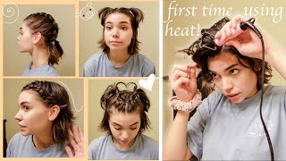 Cute Hairstyles For Short Hair! +First Time Using Heat Since I Shaved My Head