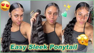 Watch Me Sleek Low Ponytail On Thick Natural Hair (Type 4) | No Heat | No Flakes | Loose Wave Hair