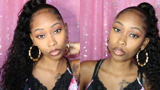 Deep Wave High Ponytail Easy Install | Natural Hair