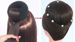 New Juda Hairstyle With Gown || Hairstyle For Medium Hair || Party Hairstyle | Hairstyle For Wedding
