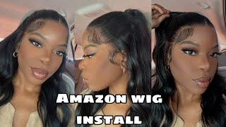 How To Install Lace Front Wig | Affordable Amazon Wig | Half Up Half Down