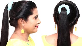 Fancy Ponytail Hairstyle For Lehenga | Wedding Hairstyle | Beautiful Hairstyle | Trendy Hairstyle