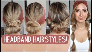 Easy & Quick Headband Hairstyles! Medium & Long Hairstyles