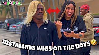 Installing Wigs On The Boys!!*They Almost Fought*|| @Hoodskiiz