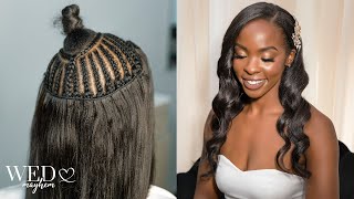 Easy & Elegant Bridal Hairstyle For Black Women (Hollywood Waves With Hair Extensions)