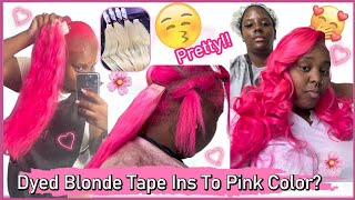 Diy Your Extensions She Dyed Blonde Tape Ins To Pink Color! Colorful Hair Extensions #Elfinhair