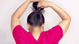 Tangy Beautiful Bun Hairstyle For Ladies | Navratri Bun Hairstyle For Lehnga #Hair #Hairstyles