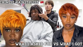 Black Girl Gets A Wig Makeover In China  // Ginger Pixie Cut Hair