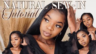 Natural Side Part Traditional Sew-In| Very Minimum Leave Out |Flat Braiding & Install | Sa You-Tuber