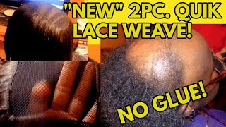 "New" No Glue 2 Pc. Lace Quick Weave Hairstyle! Fast & Easy Install!
