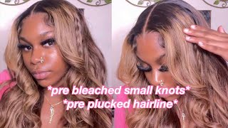 Little To No Effort Styling + Wig Install With Ready 2 Wear Blonde Highlights Wig | Wowafrican