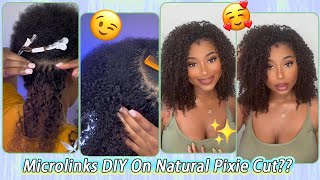 How To: Do I Tip Extensions On Natural Pixie Cut Hair? Tutorial For Curly Microlinks #Elfinhair
