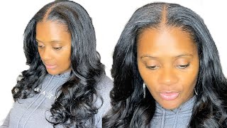 Do Your Sew Ins Like This From Now On !! Traditional Middle Part Sew In With Leave Out Tutorial