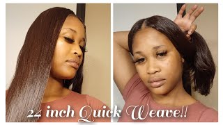 How To: Illusion Middle Part 24-Inch Quick Weave No Leave Out | Protective Cap Method | Very Detail.