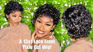 My First Time Installing A 13X1 Curly Pixie Cut Lace Front Wig! Ft. Luvme Hair| Petite-Sue Divinitii