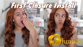 Beginner Friendly Start To Finish Install | My First Ginger Brown Closure Wig Ft. Junoda Wig