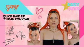 Quick Hair Tip! 1 Min Clip In Ponytail Tutorial (Real Human Hair)