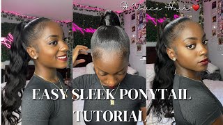 Easy Sleek *Glueless* Ponytail Tutorial *Beginner Friendly* Ft. Unice Hair