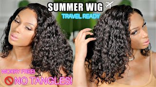  Issa Summer Wig!! Short Water Wave Bob Lace Wig Install No Tangles!  Minimal Shedding!