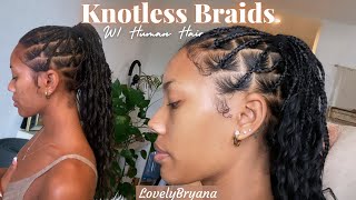 Small Knotless Braids W/ Curly Human Hair Bundles | On Self | Lovelybryana