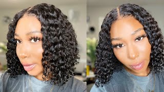 My First Time Trying A Curly Wig From Myfirstwig| Curly Wig Install