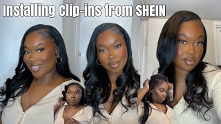 How To: Install & Curl Clip- In Extensions For The Fall! | Short Relaxed Hair | Shein  Human Hair