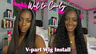 Wet To Curly V-Part Wig Install  Ft. Unice Hair