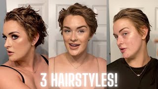 How I Style My Pixie Cut 3 Different Ways | Short Wavy Hair Tutorial