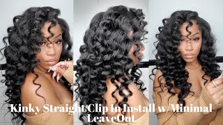 Kinky Straight Clip Ins Install W/ Minimal Leaveout + Wand Curls | Sharronrenee