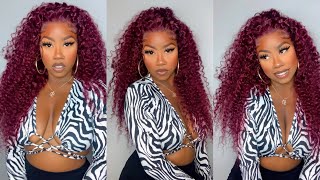 Gorgeous 99J Curly 13X4 Lace Front Wig Review And Install Ft Nadula Hair | The Tastemaker