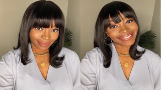 How To Slay A Straight Bob Wig With Bangs| No Work Needed| Ft. Vshow