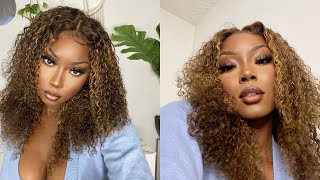 *Must Have* This Highlight Wig!!! Beautiful Piano Color Curly Lace Frontal Wig |Ft. West Kiss Hair