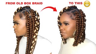 Wow!! Turn Old Box Braid Into Bob Box Braid / No Rebraid