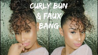 Faux Curly Bun + Faux Bang | Using Drawstring Ponytail