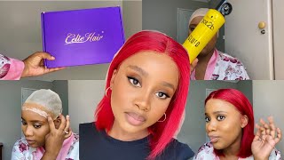 It'S Giving Rihanna Vibes | Red Wine Bob Ft Celie | Bald Cap Method Install For Beginners