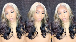 Reverse Ombre' Color| Outre Synthetic I-Part Swiss Lace Front Wig Cherilyn 3Cr Irish Coffee| Sa