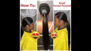 How To : Kimk Frontal Ponytail| Low Ponytail| Ghostbond| Easy|