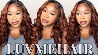 Closure Install | Reddish Brown Color Loose Wave Wig With Black Roots | Luvmehair