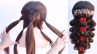 Unique Rubber Band Braid Hairstyle For Long Hair
