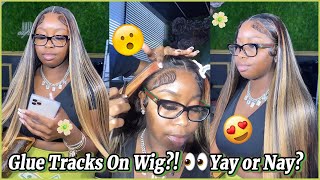 Glued Invisiable Tape In Hair On Lace Wig?!Brown Highlight Hair Tutorial Ft.@Ula Hair