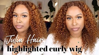 Fall Honey Blonde Curly Human Hair Lace Front Wig Under $150! | Ft. Julia Hair
