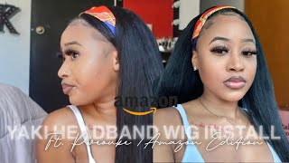Amazon Prime | $20!! Yaki Straight 22Inch Headband Wig | Ft. Pweouke