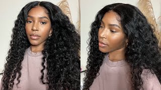 Easiest Glueless Install Ever! Deep Wave Lace Wig | Tinashe Hair