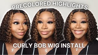 Pre-Colored Highlight Bob Wig Install | Start To Finish | No Glue Wig Install Ft. Luvme