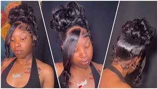 Double Frontal Ponytail With Messy Bun Tutorial | Detailed |